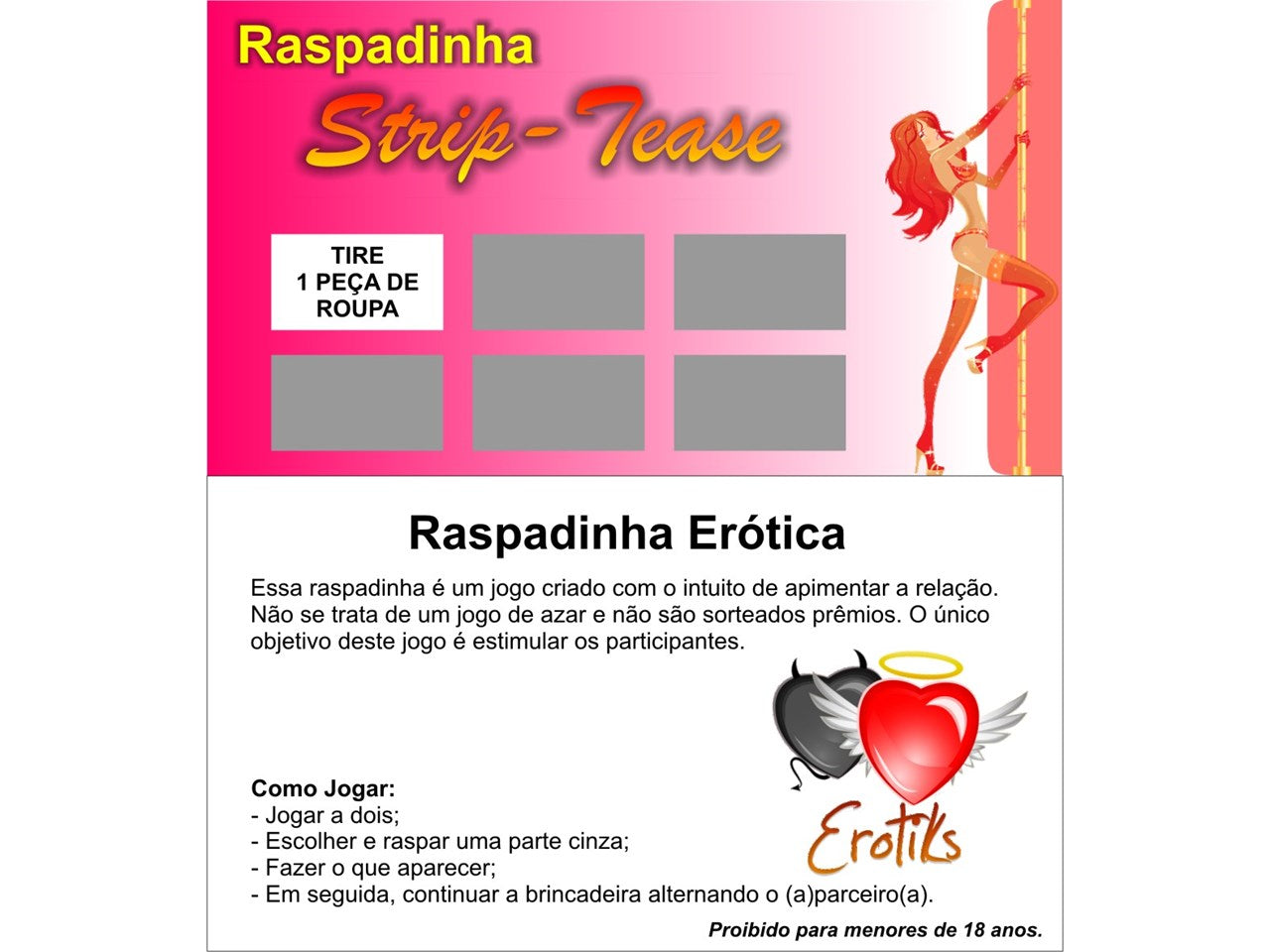 Raspadinha Strip-Tease Embalagem com 10 Unidades - Erotiks