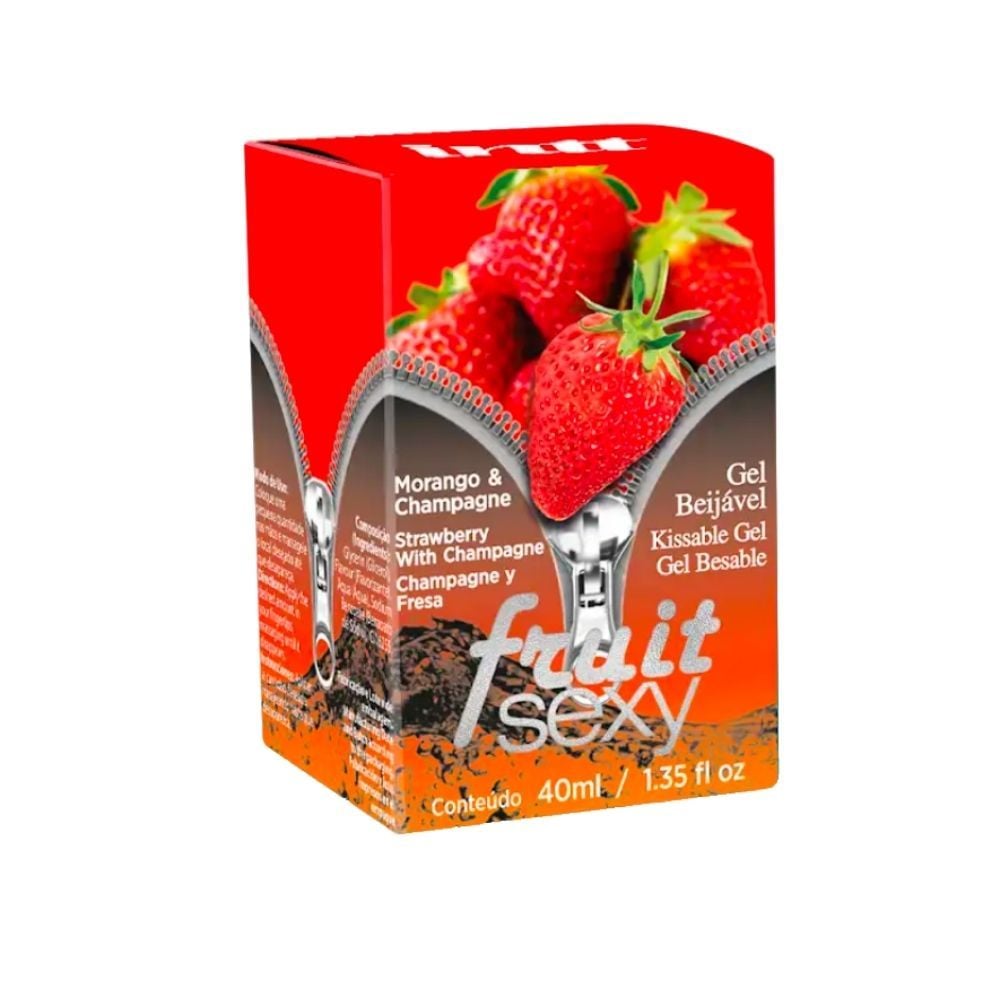 Fruit Sexy Gel Beijável com Efeito Térmico 40g / 1.4oz - Morango com champagne - Intt
