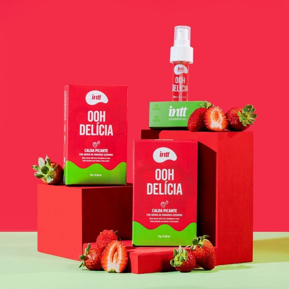Ooh Delícia Calda Picante 11g / 0.39oz - Morango azedinho - Intt