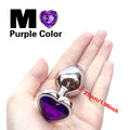 Plug Anal Metálico com Cristal de Coração Roxo
